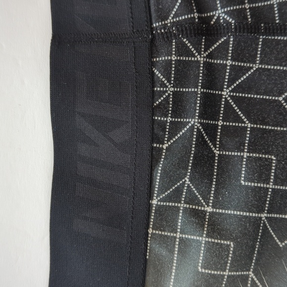 Nike Pro Geometric Print Hyperwarm Tights Leggings SMALL Black Neon Green Lime - Picture 12 of 16
